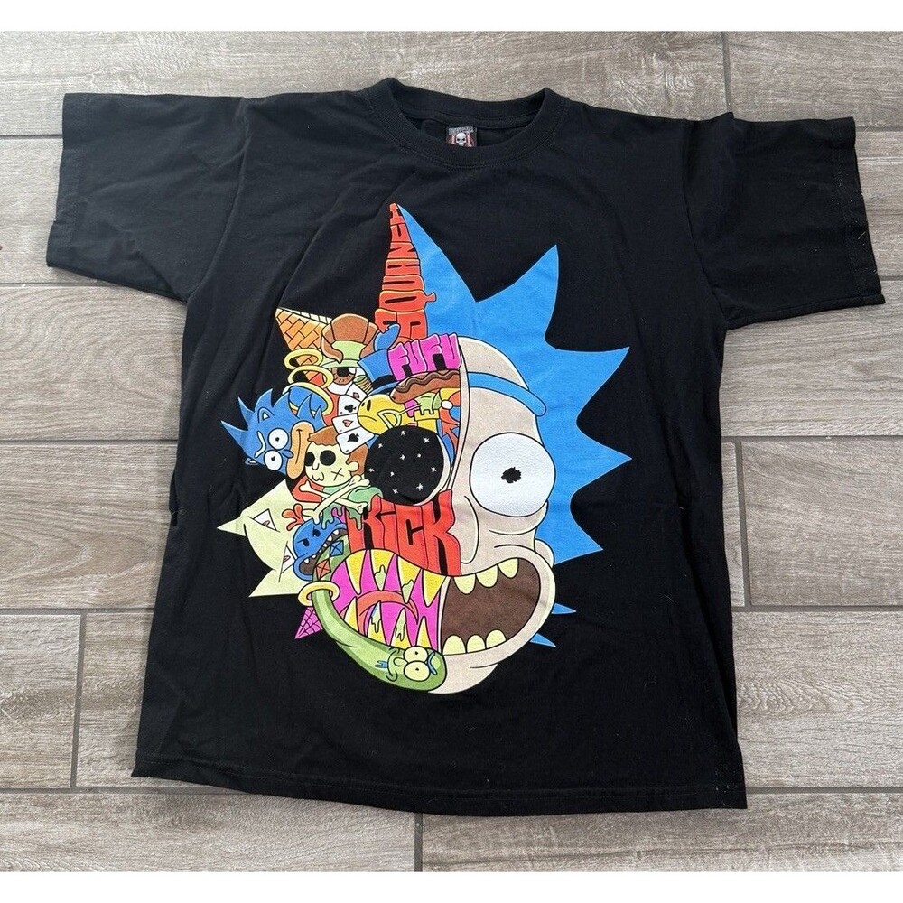 rick and morty mash up graphic Shirt Rock Star tag Adult Size Large Wubba Lubba